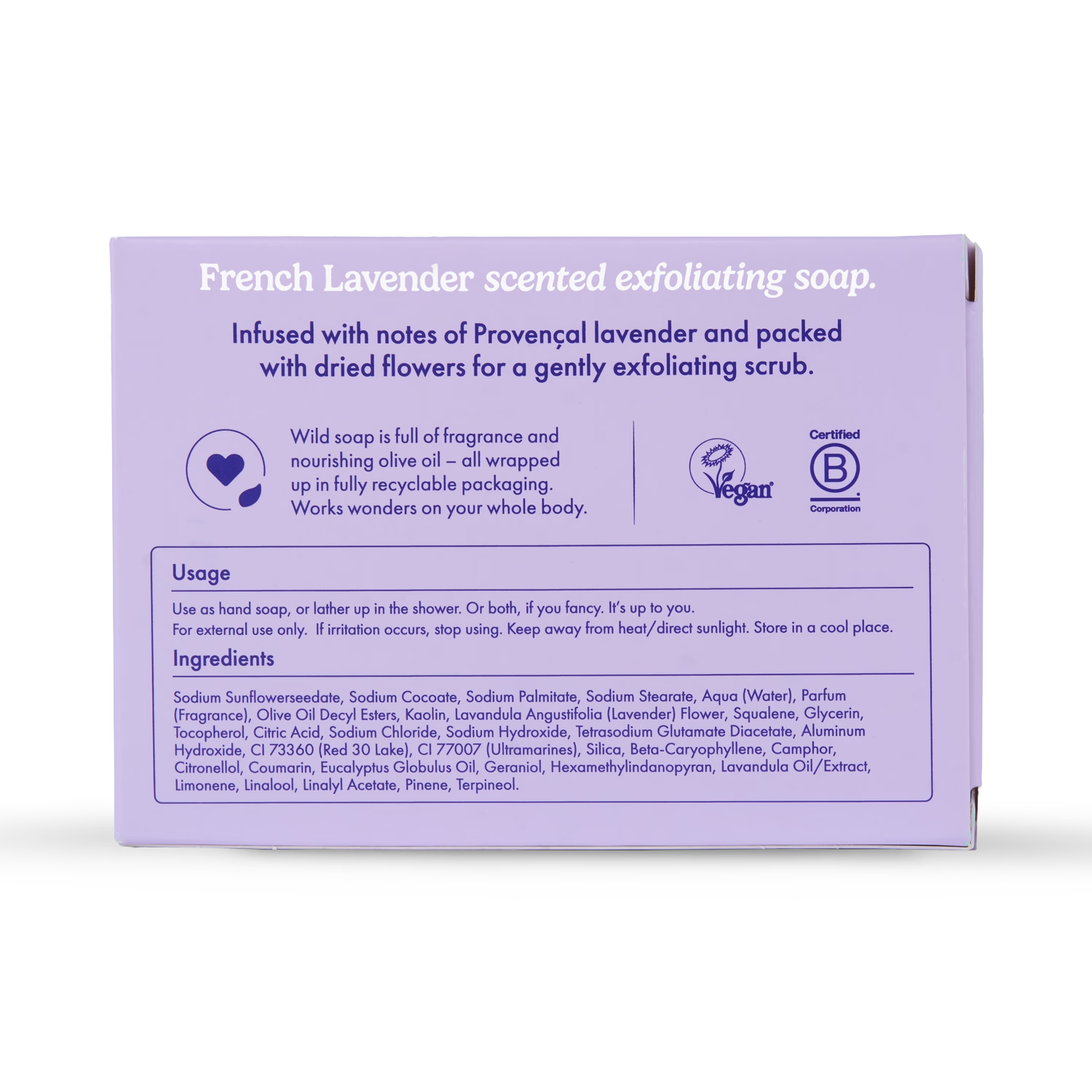 Wild lavender exfoliating soap bar 125g (British brand)