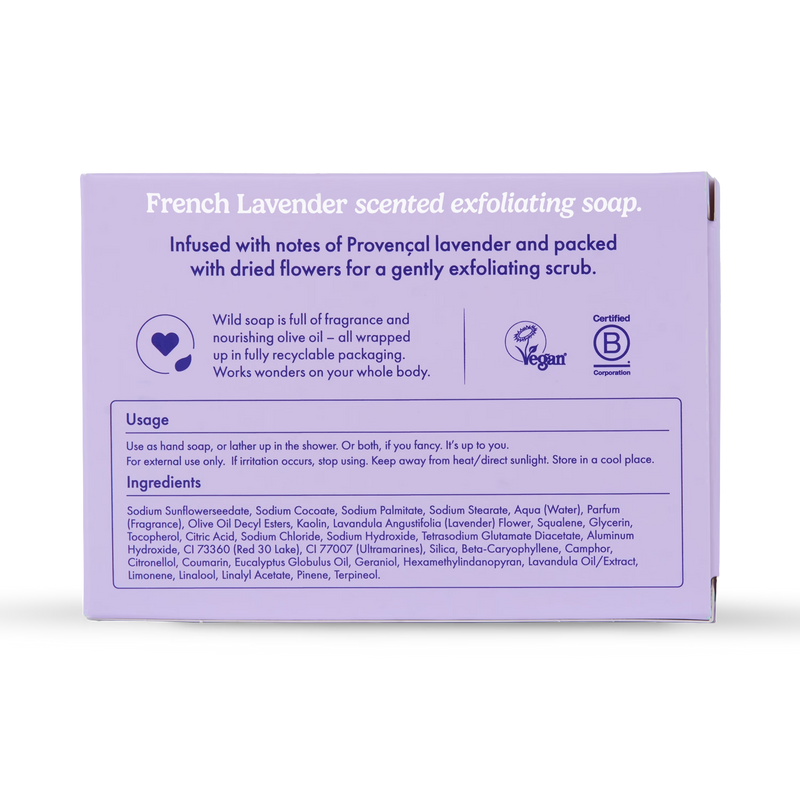 Wild lavender exfoliating soap bar 125g (British brand)