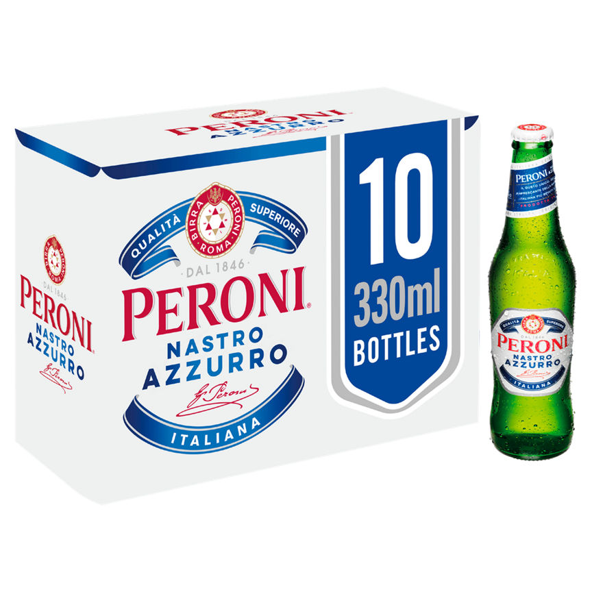 Peroni Nastro Azzurro Beer Lager Bottles 10 pack GOODS ASDA   