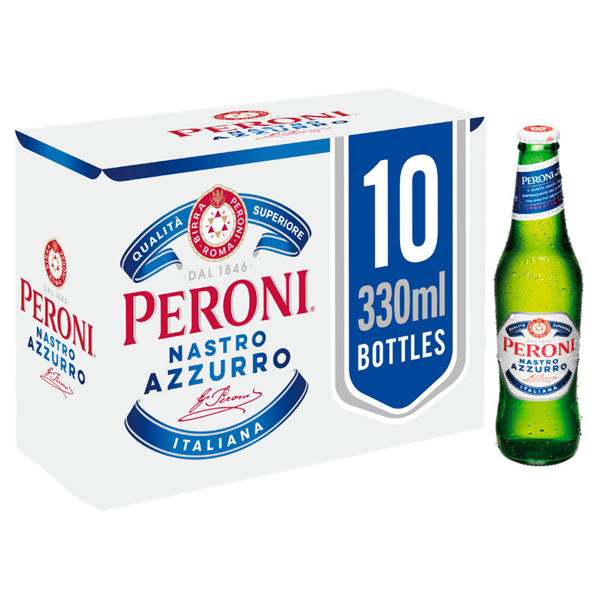 Peroni Nastro Azzurro Beer Lager Bottles 10 pack