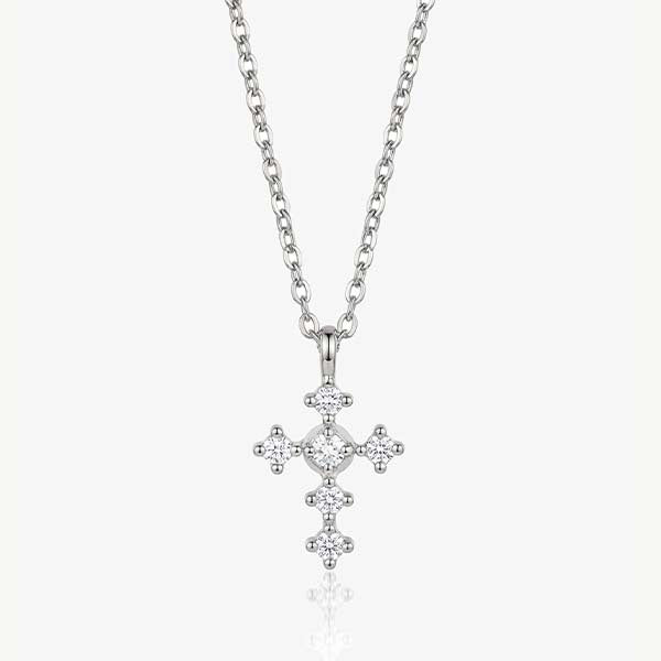 MUCHV cross necklace cubic zirconia pendant adjustable chain - British product