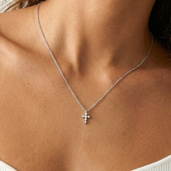 MUCHV cross necklace cubic zirconia pendant adjustable chain - British product