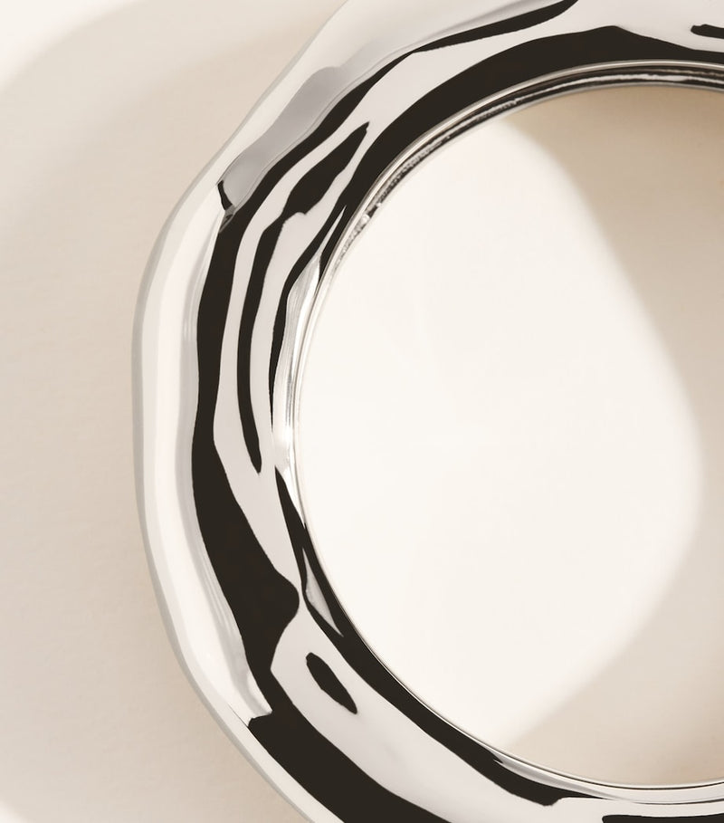 Alexis Bittar large molten wide bangle rhodium plated brass - British product