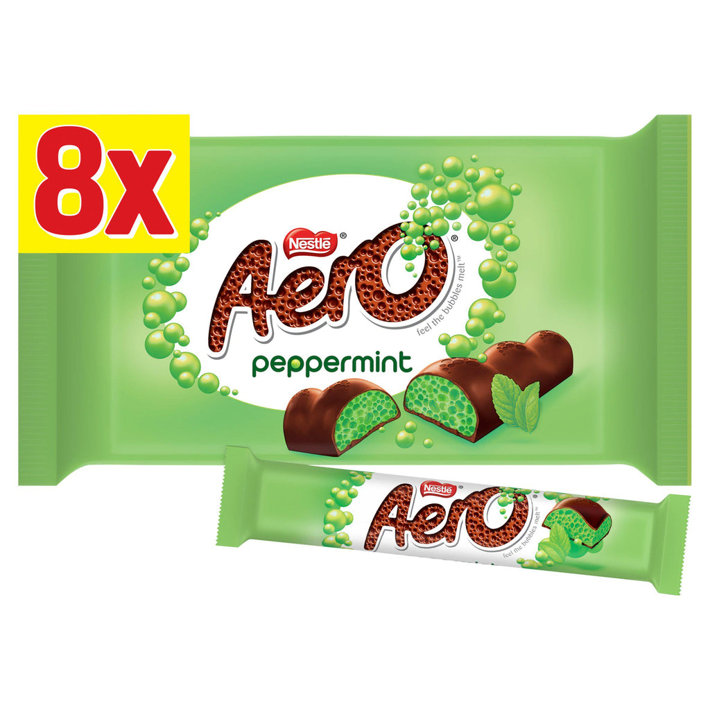 Aero Bubbly Peppermint Mint Chocolate Bar Multipack x8 216g