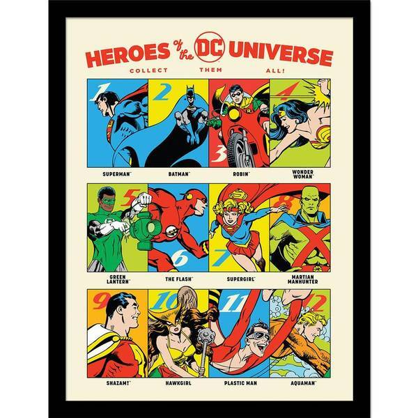 DC Comics Heroes of the DC Universe framed print (British brand)