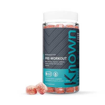 Holland & Barrett Known Pre-Workout Gummies Raspberry & Yuzu Flavour 60 Gummies- Buy online at McGrocer