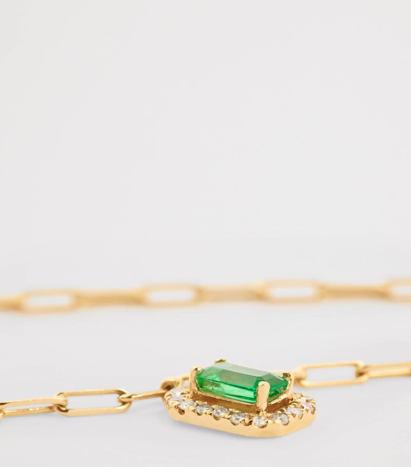 SHAY Mini Me Necklace 18k gold emerald diamonds, imported from the UK