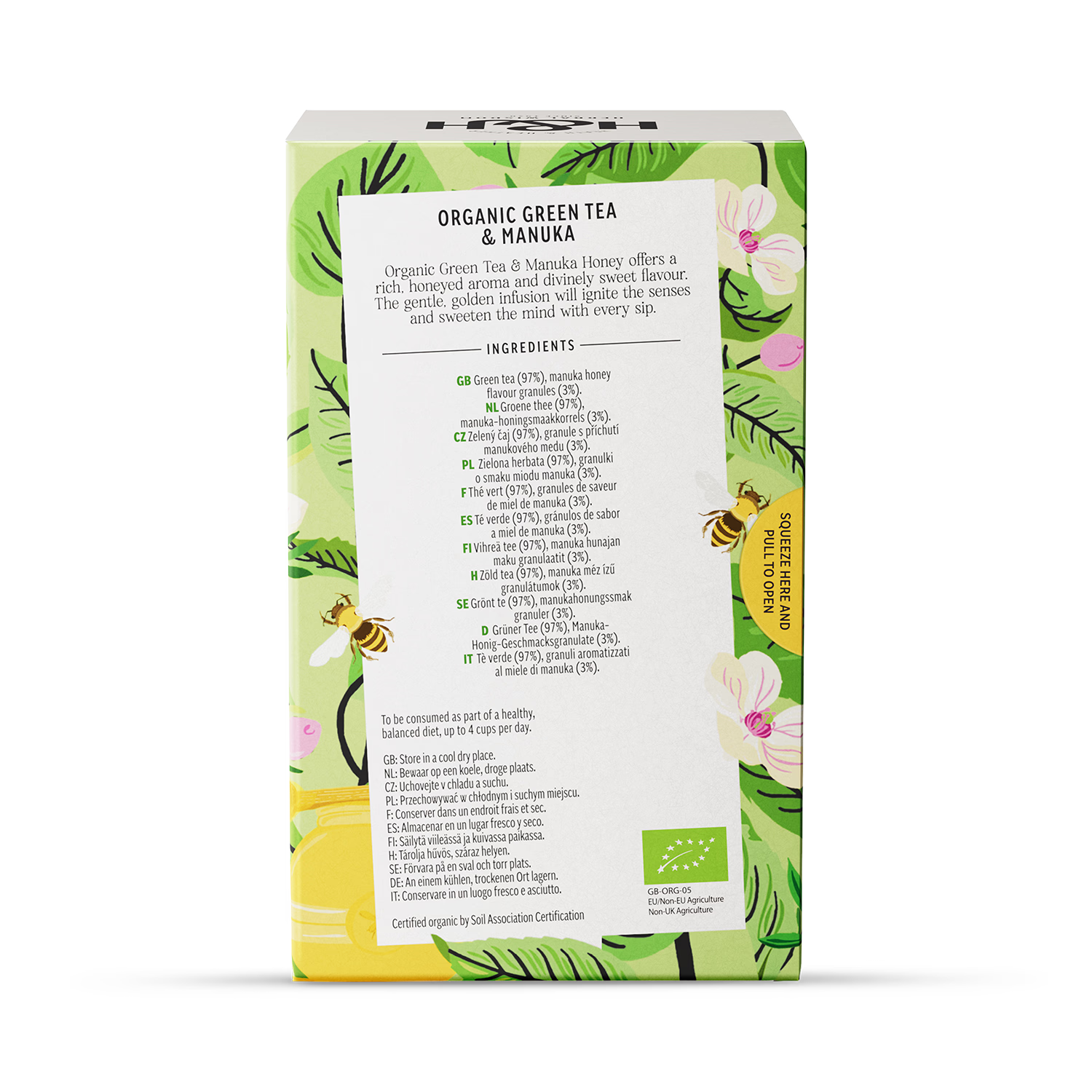 Heath Heather Organic Green Tea Manuka 20 Tea Bags, UK version