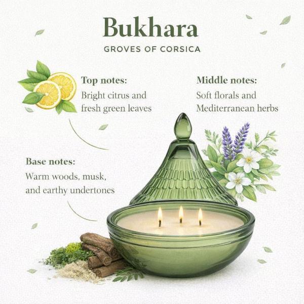 Candlelight Sage Bukhara tagine glass candle 13cm, UK version