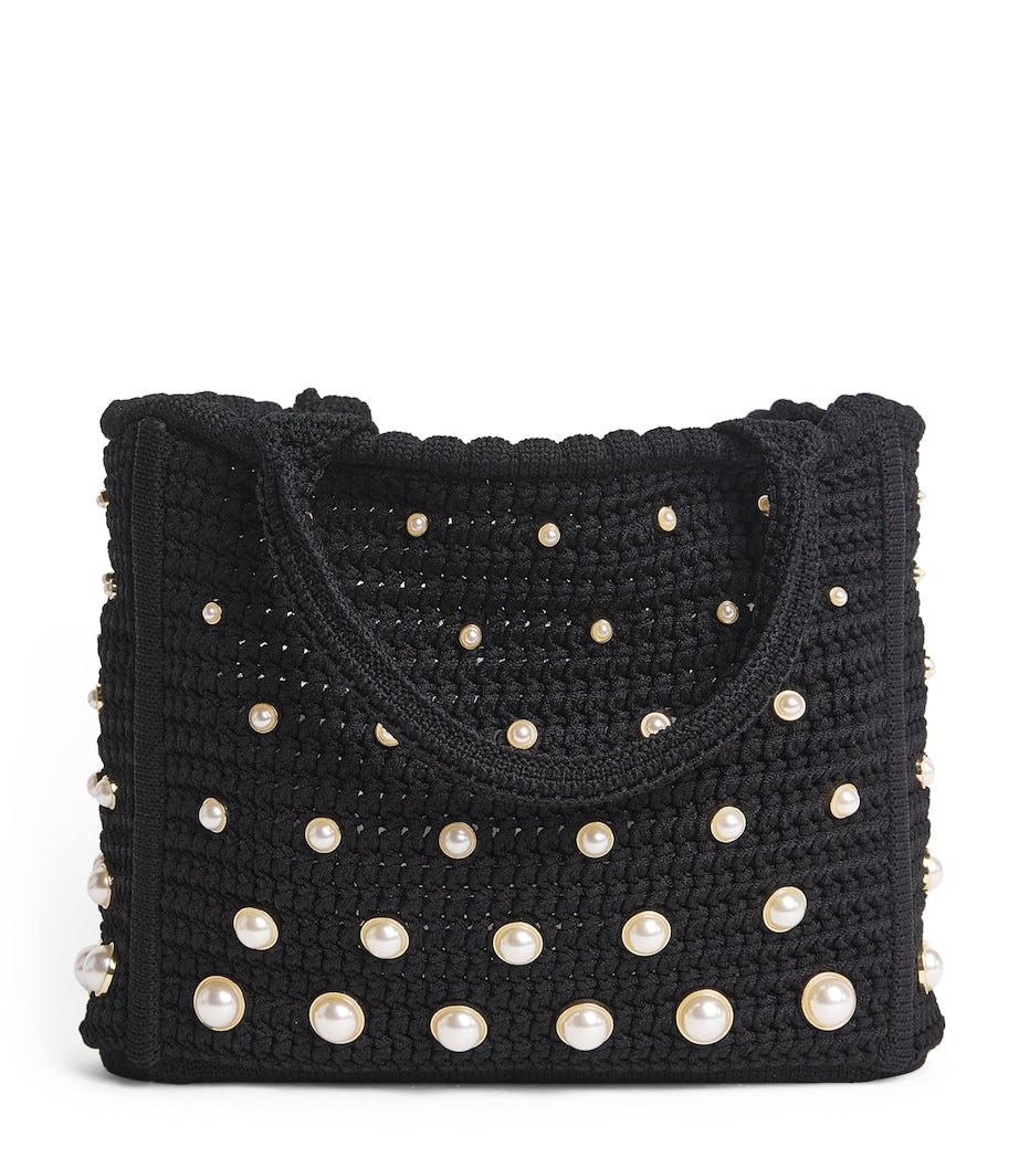 Sandro Paris crochet studded top-handle bag, UK version