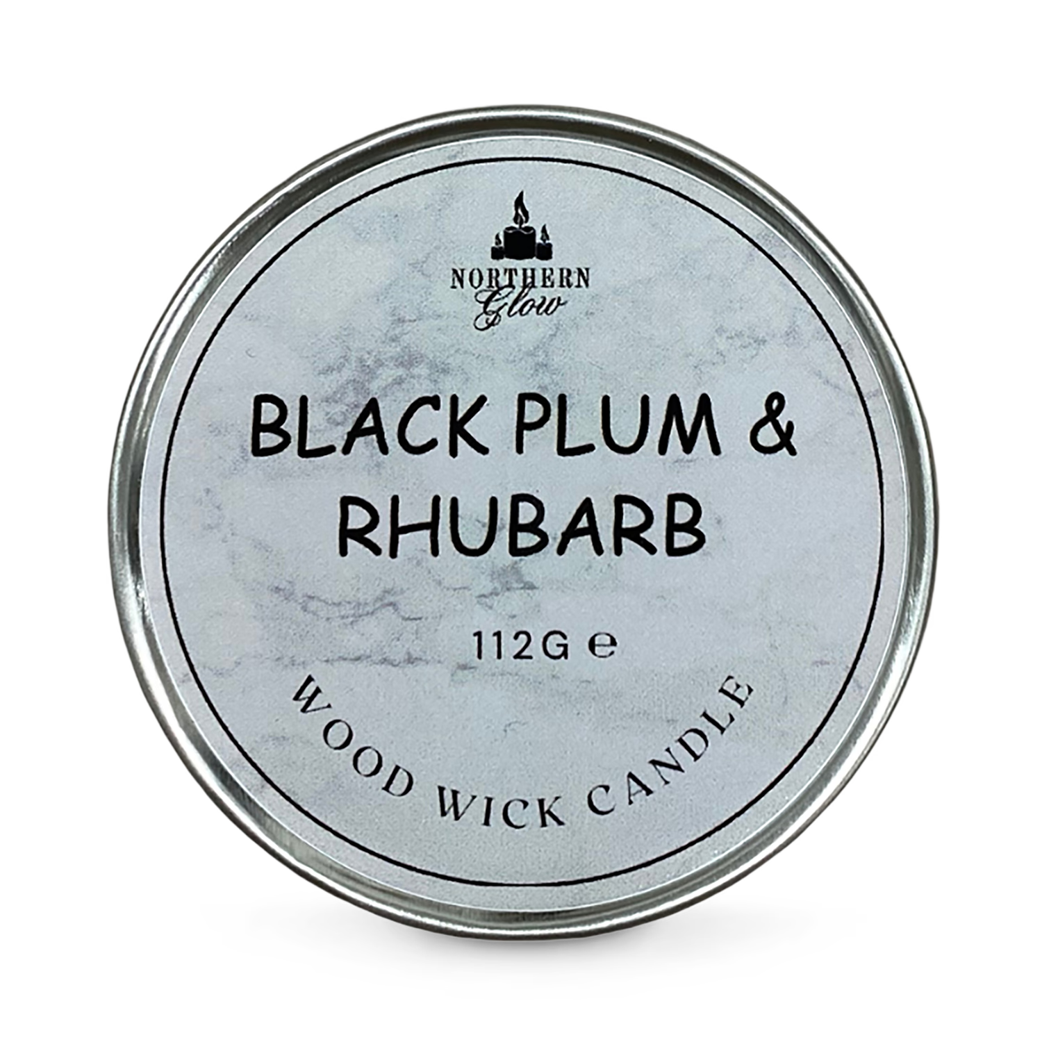 Scented wood wick candle Black Plum Rhubarb 112g, imported from the UK