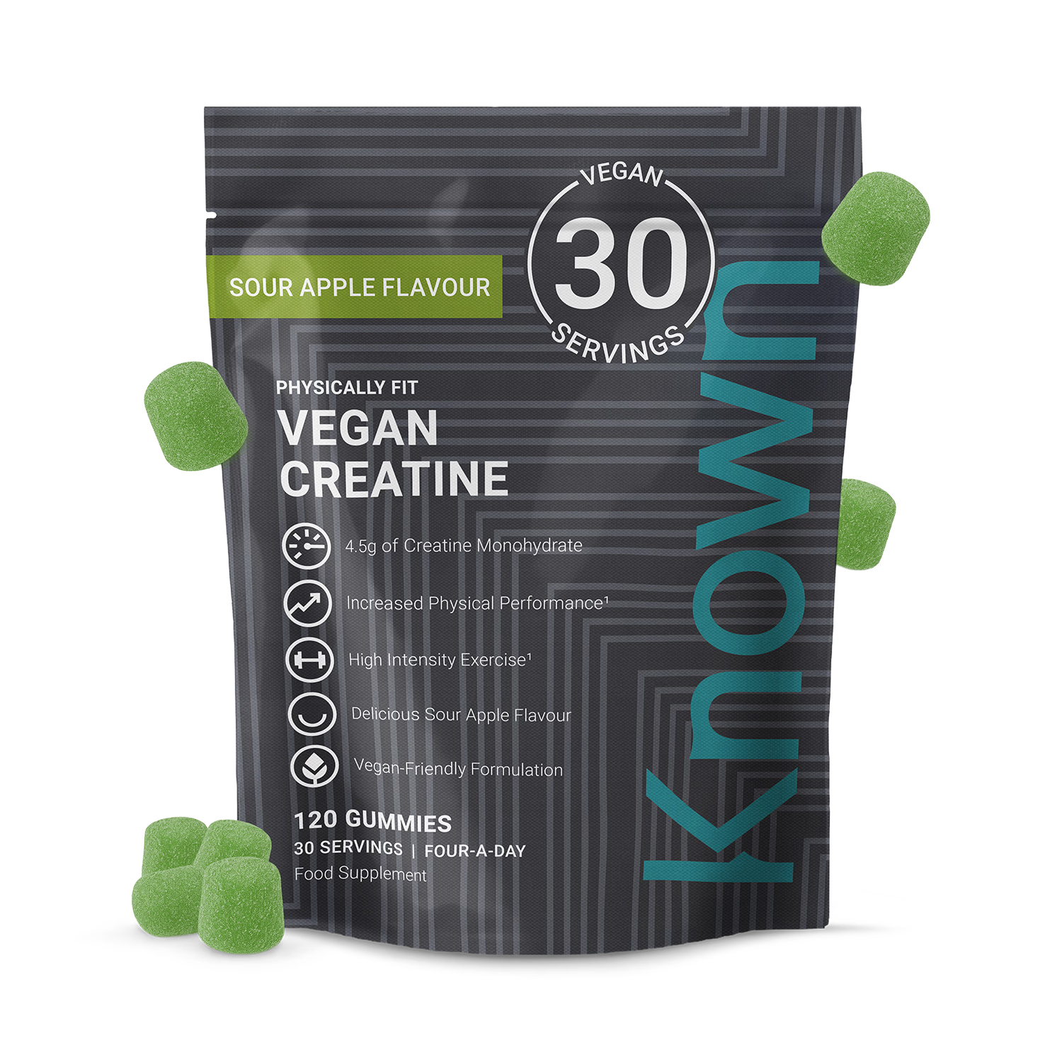 Known Creatine Gummies Sour Apple Flavour 120 Gummies - British product