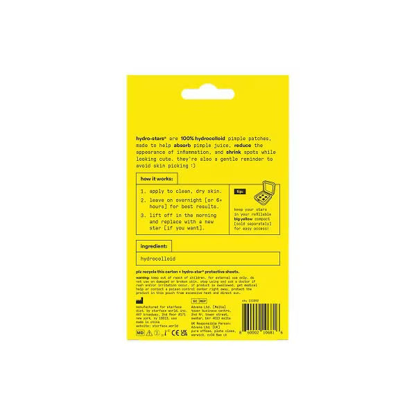 Starface yellow star pimple patches 32 pack (British brand)