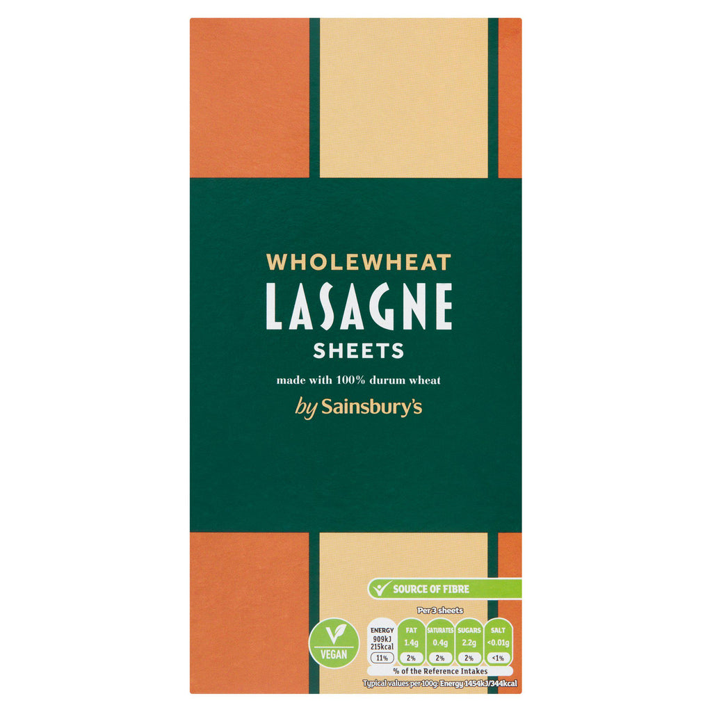 Sainsbury's Wholewheat Lasagne Sheets Pasta 500g