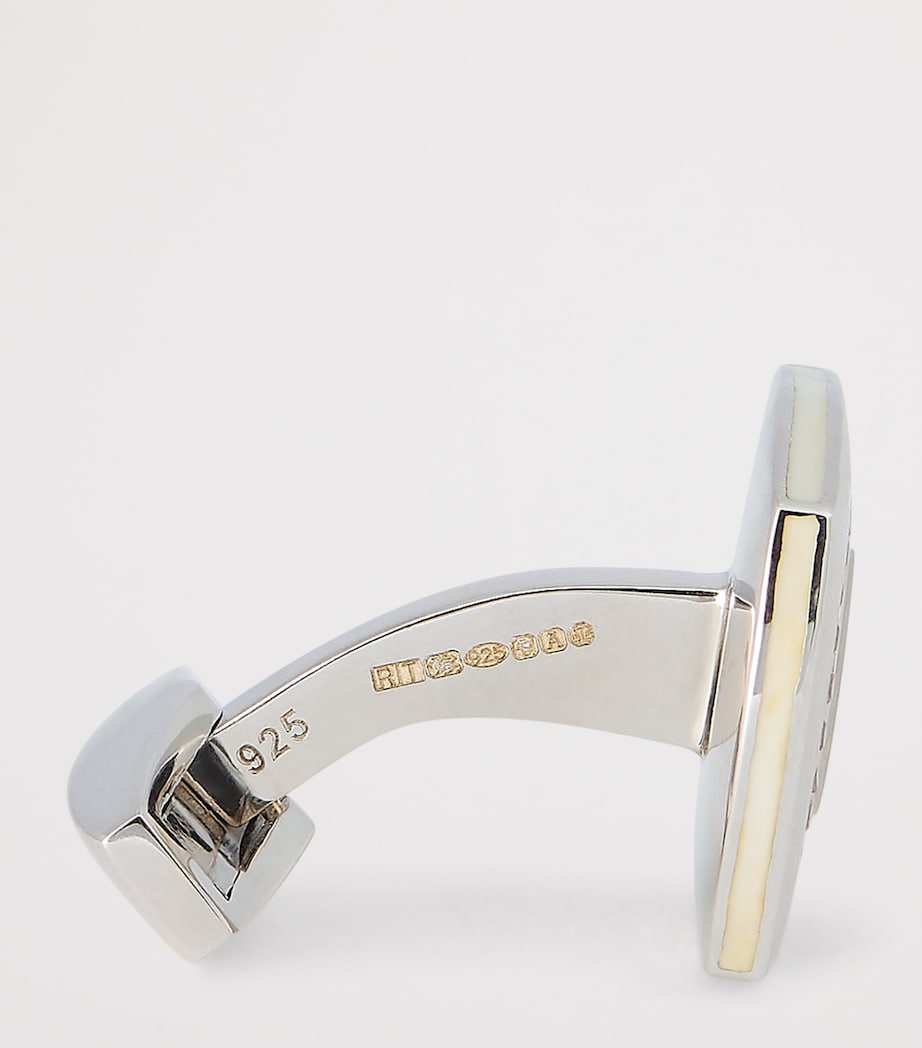 Tateossian Sterling Silver and Sapphire Graffiato Cufflinks (British brand)