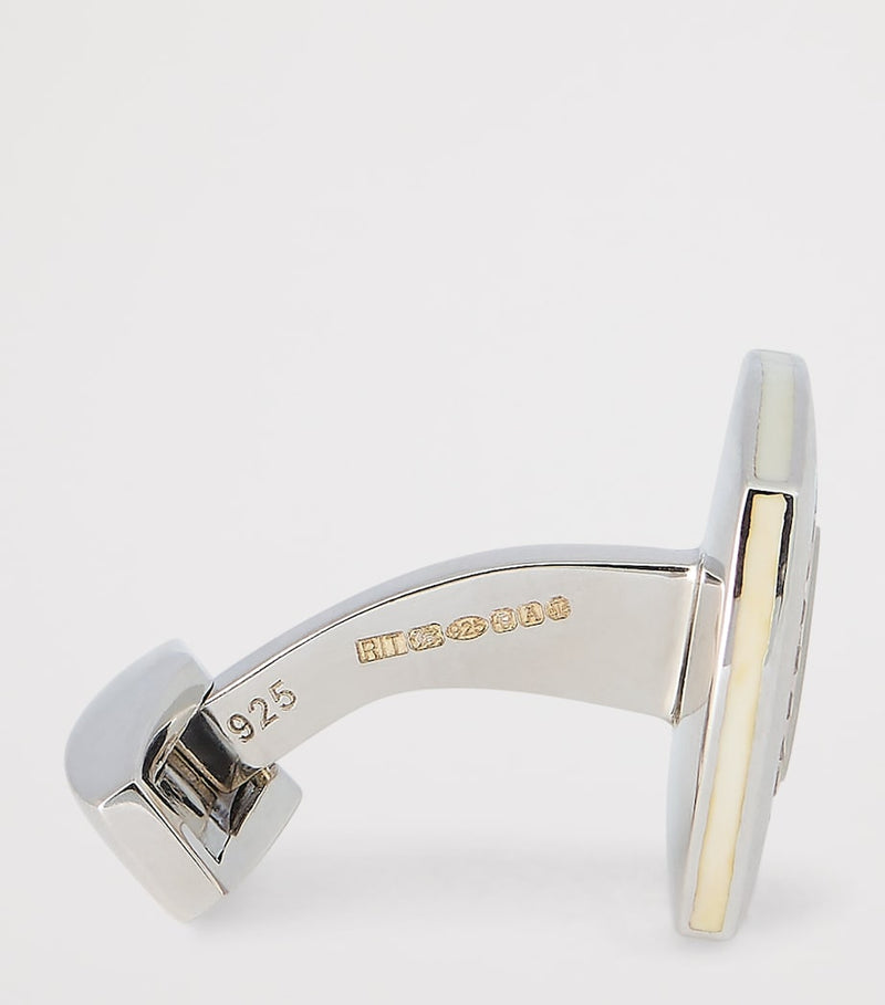 Tateossian Sterling Silver and Sapphire Graffiato Cufflinks (British brand)