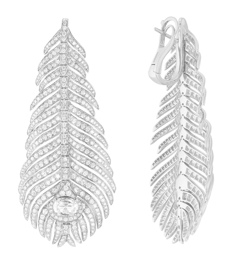 Boucheron Plume de Paon white gold diamond pendant earrings - British product
