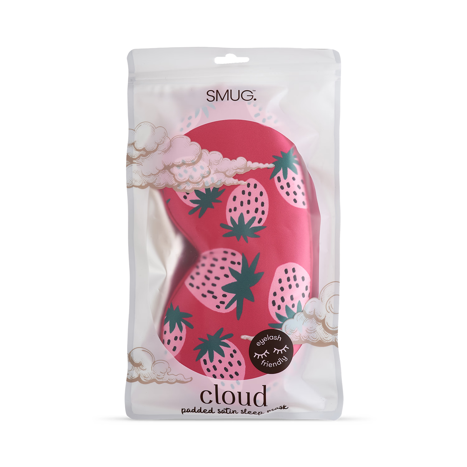 Smug Cloud padded satin sleep mask Strawberry Dreams - British product