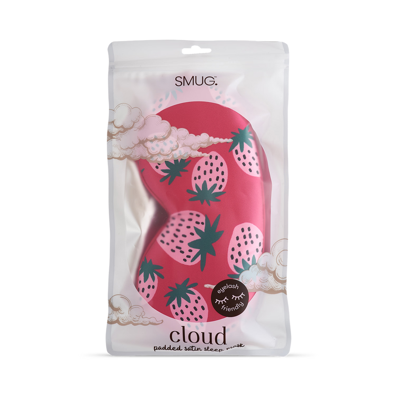 Smug Cloud padded satin sleep mask Strawberry Dreams - British product