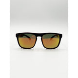 SVNX matte black wayfarer sunglasses orange mirrored lens - British product
