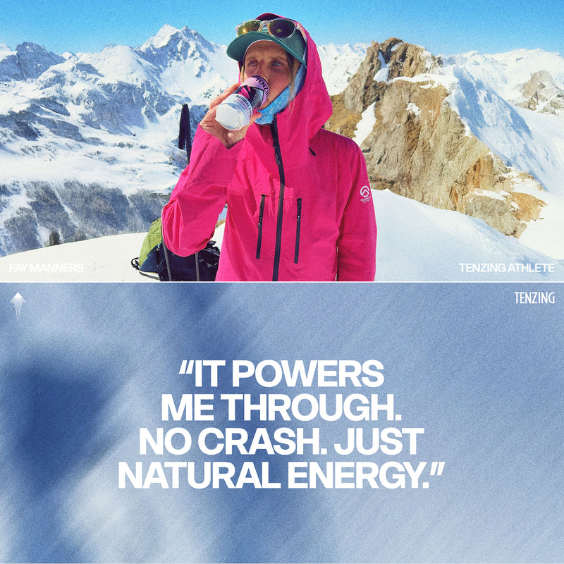 Tenzing natural energy drink raspberry and yuzu 330ml, imported from the UK
