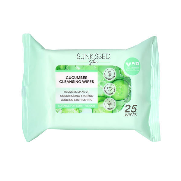 Sunkissed Skin Cucumber Cleansing Wipes 25 Pack, UK version