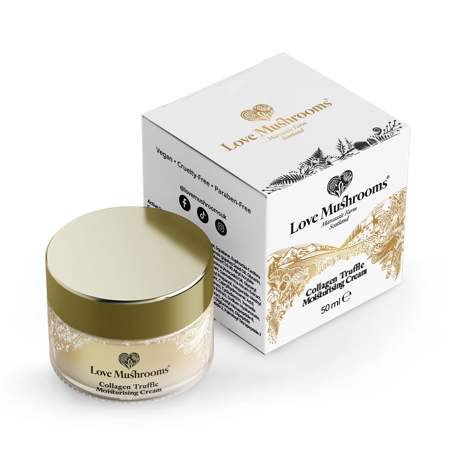 Love Mushrooms Collagen Truffle Moisturiser, imported from the UK