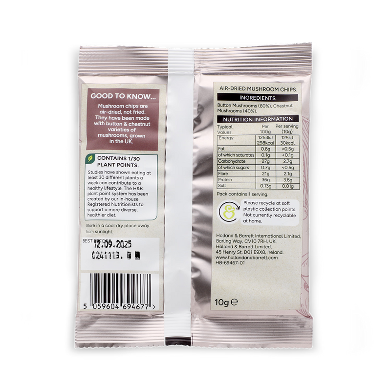 Holland & Barrett mushroom chips 10g, UK version