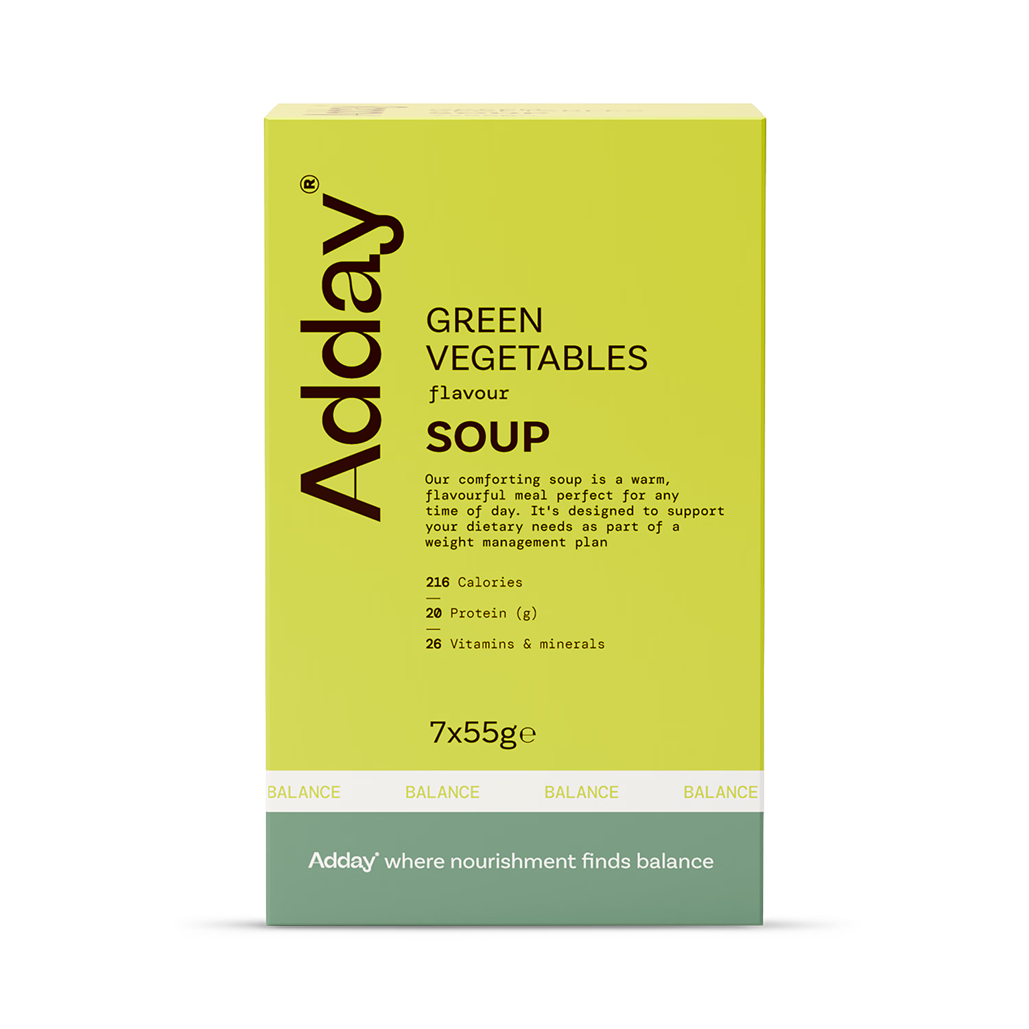 Adday green vegetable soup 7x57g, UK version