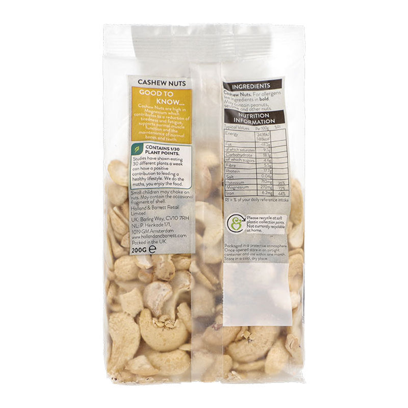 Holland Barrett Cashew Splits 200g, UK version