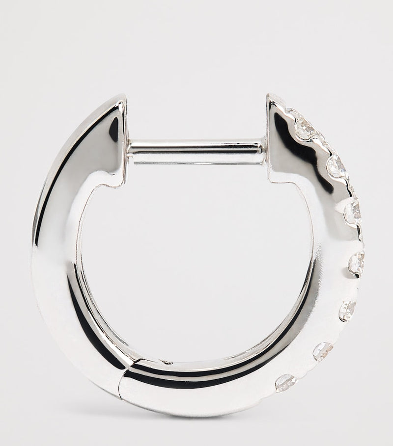 Harrods white gold diamond huggie earrings 0.20ctw, imported from the UK