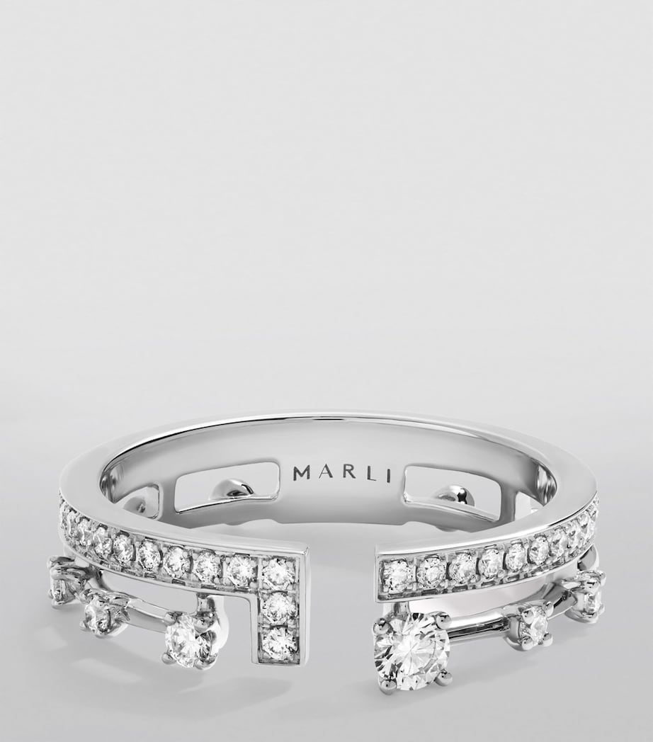 MARLI New York diamond index ring white gold size 7.5, imported from the UK