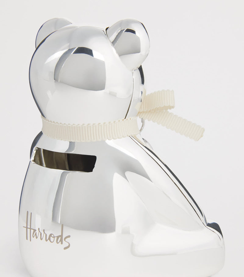 Harrods silver-plated bear money box, UK version