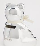 Harrods silver-plated bear money box, UK version