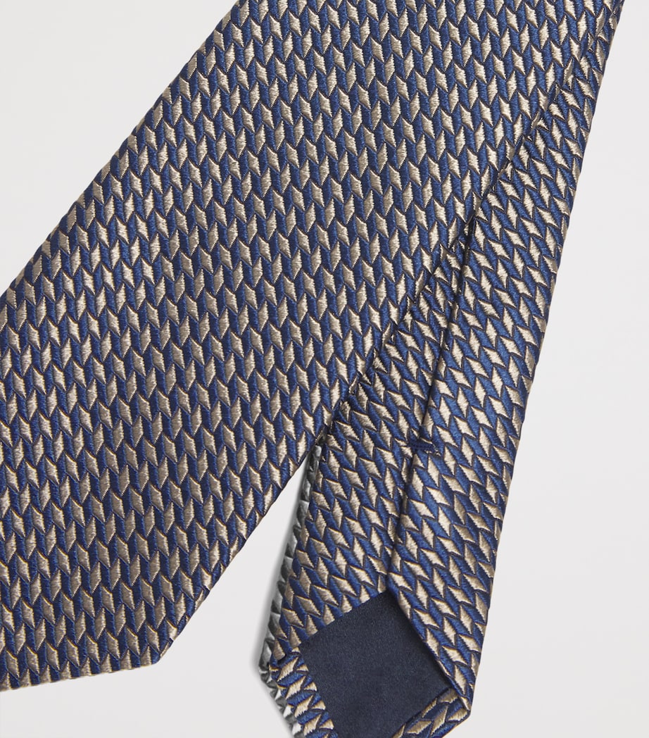 Giorgio Armani men's silk diamond jacquard tie, 7cm width, UK version