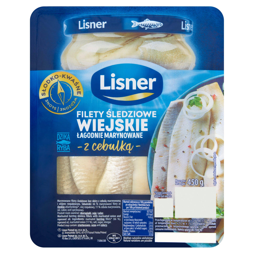 Lisner Wiejskie Herring Fillets with Onion 450g