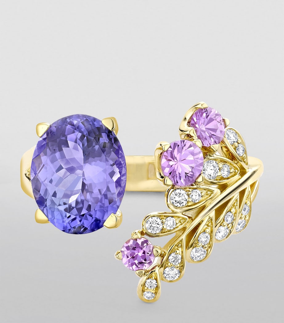 Boodles yellow gold tanzanite diamond ring - British product