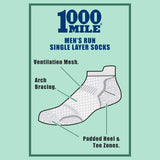 1000 Mile Men's Run Socklet Twin Pack, UK version