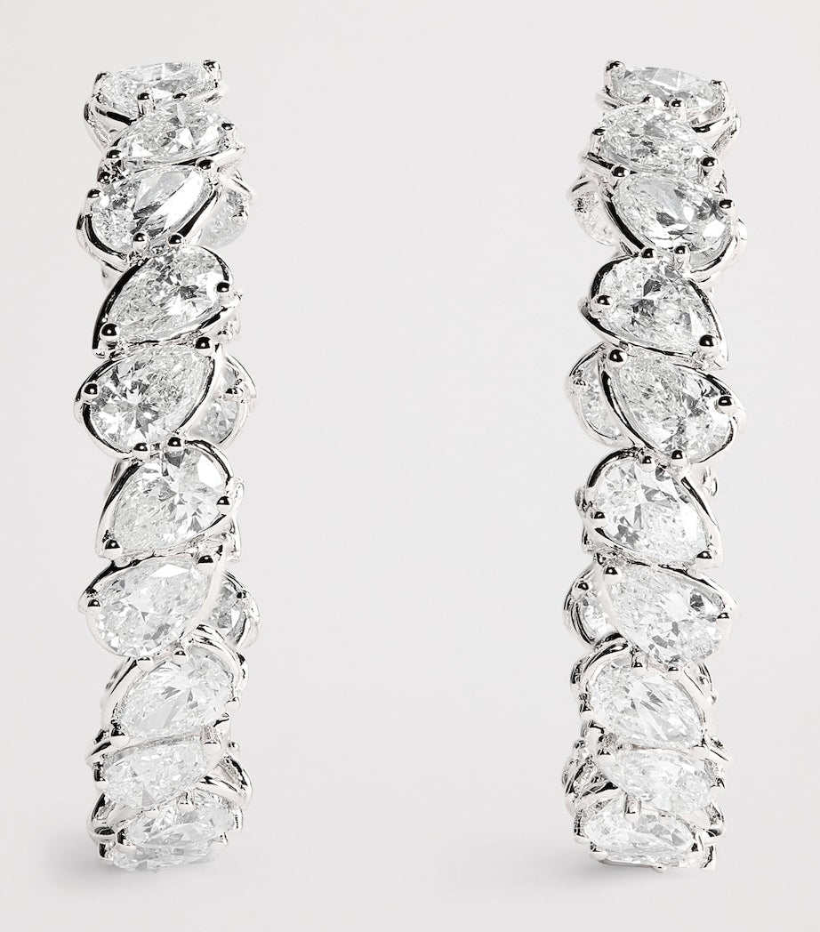 Harrods white gold diamond hoop earrings 9.50ct (British brand)
