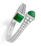 Marli New York white gold diamond green agate Cleo ring - British product