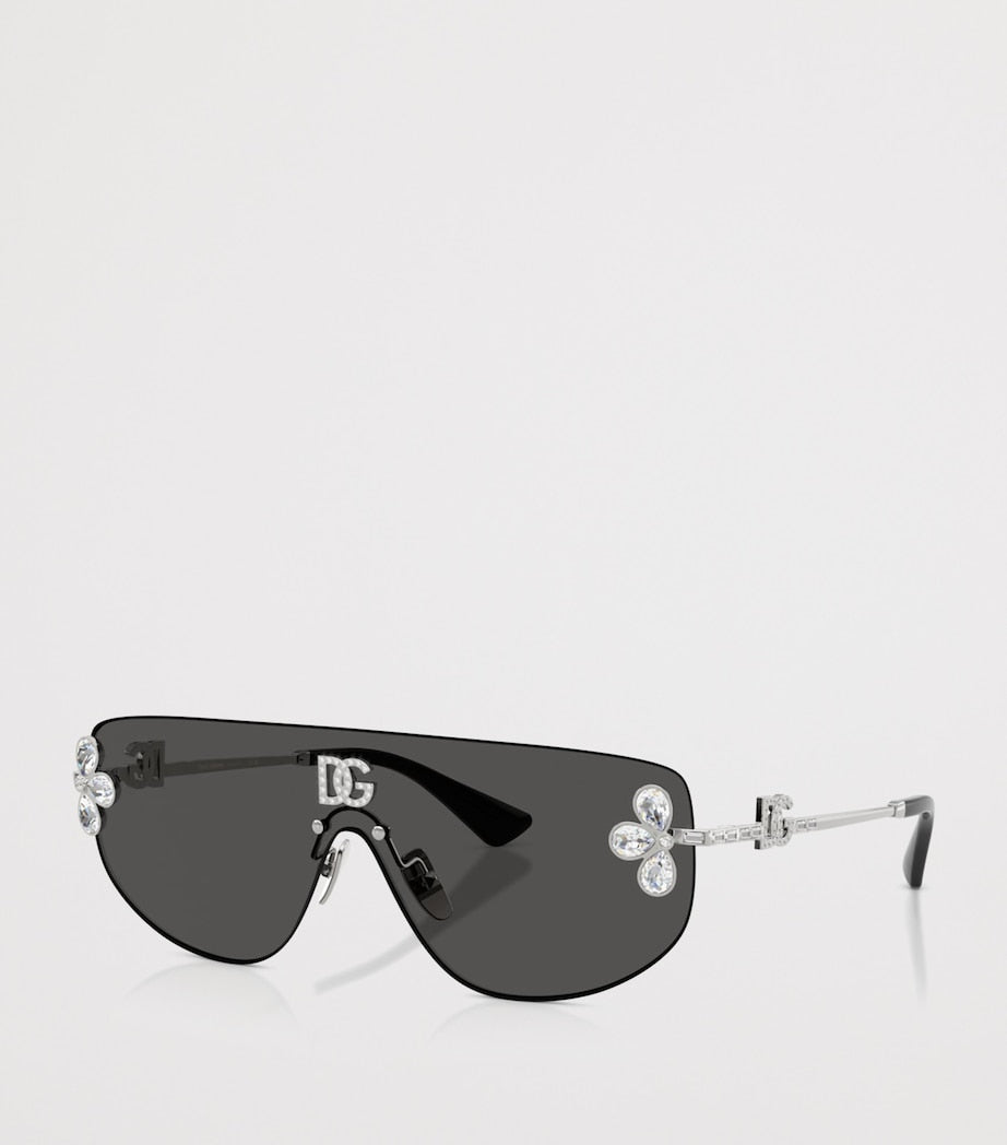 Dolce&Gabbana crystal-embellished visor sunglasses rectangular (British brand)