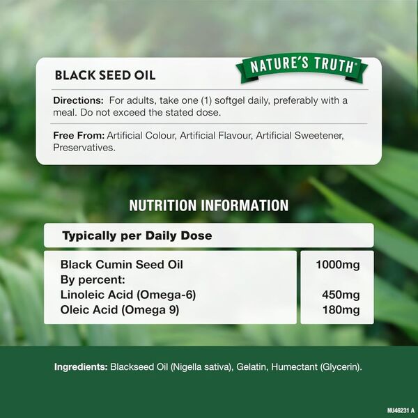 Nature's Truth Black Seed Oil softgels 1000mg - British product