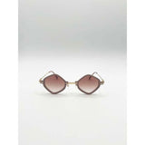 SVNX diamond shape sunglasses in nude, gold frame, UK version
