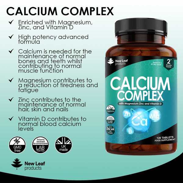 New Leaf Calcium Complex - Magnesium Zinc Vitamin D 120 Fill