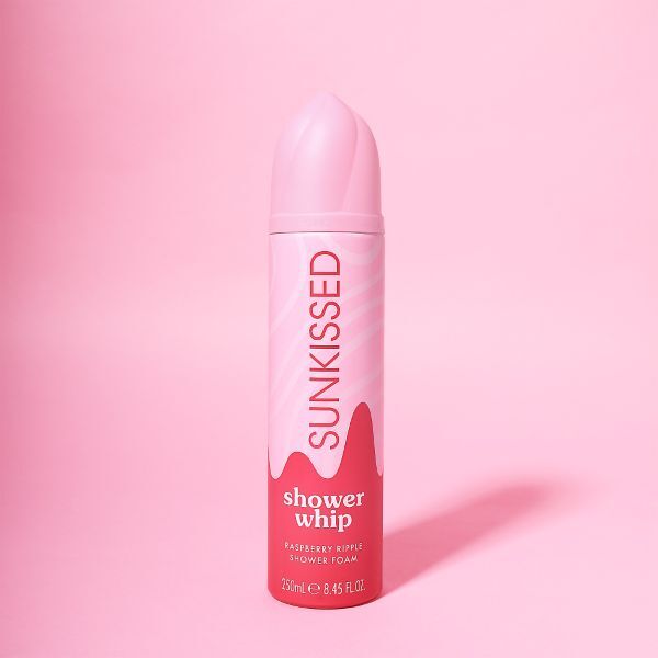 Sunkissed Shower Whip Raspberry Ripple 250ml, imported from the UK