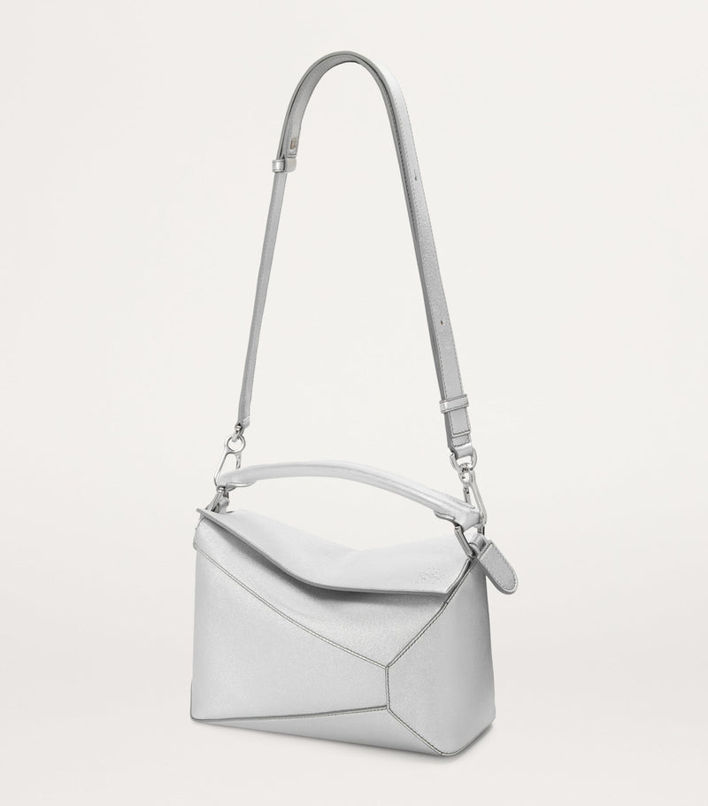 LOEWE small metallic leather Puzzle top-handle bag, UK version
