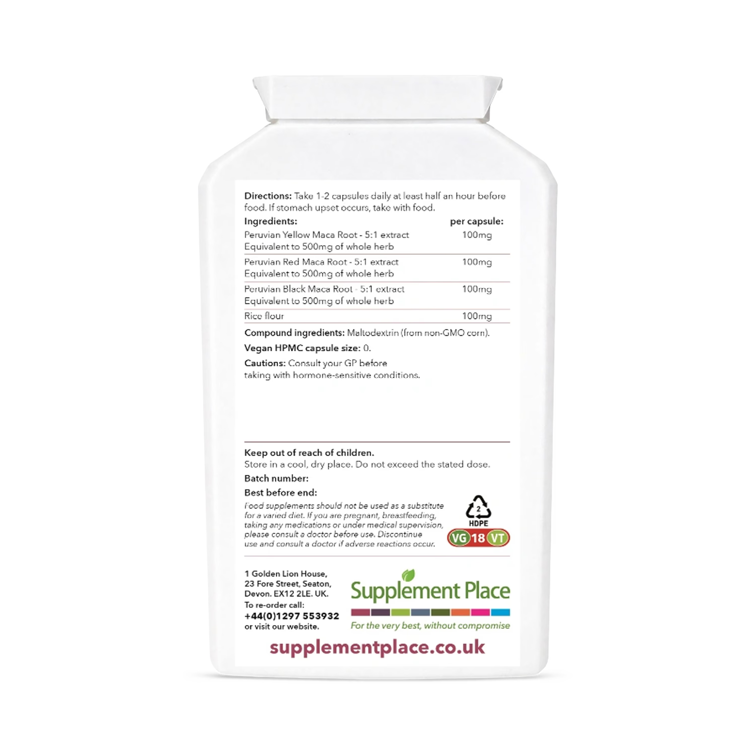 Supplement Place maca root extract 120 capsules 300mg, imported from the UK