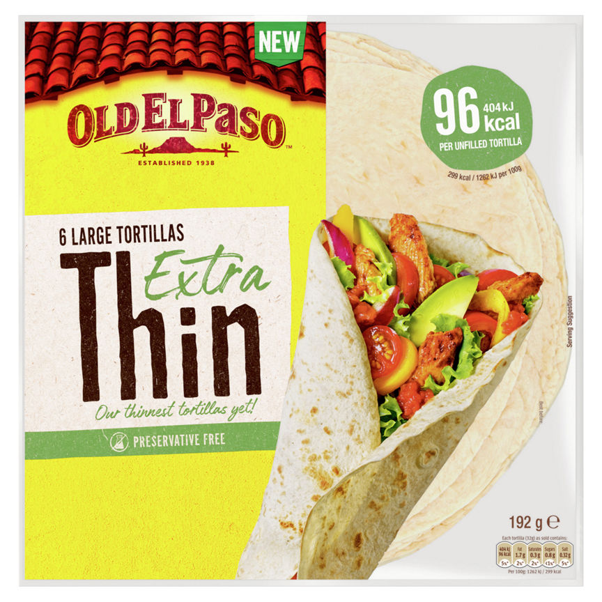 Old El Paso 6 Large Extra Thin Tortillas 192g GOODS ASDA   