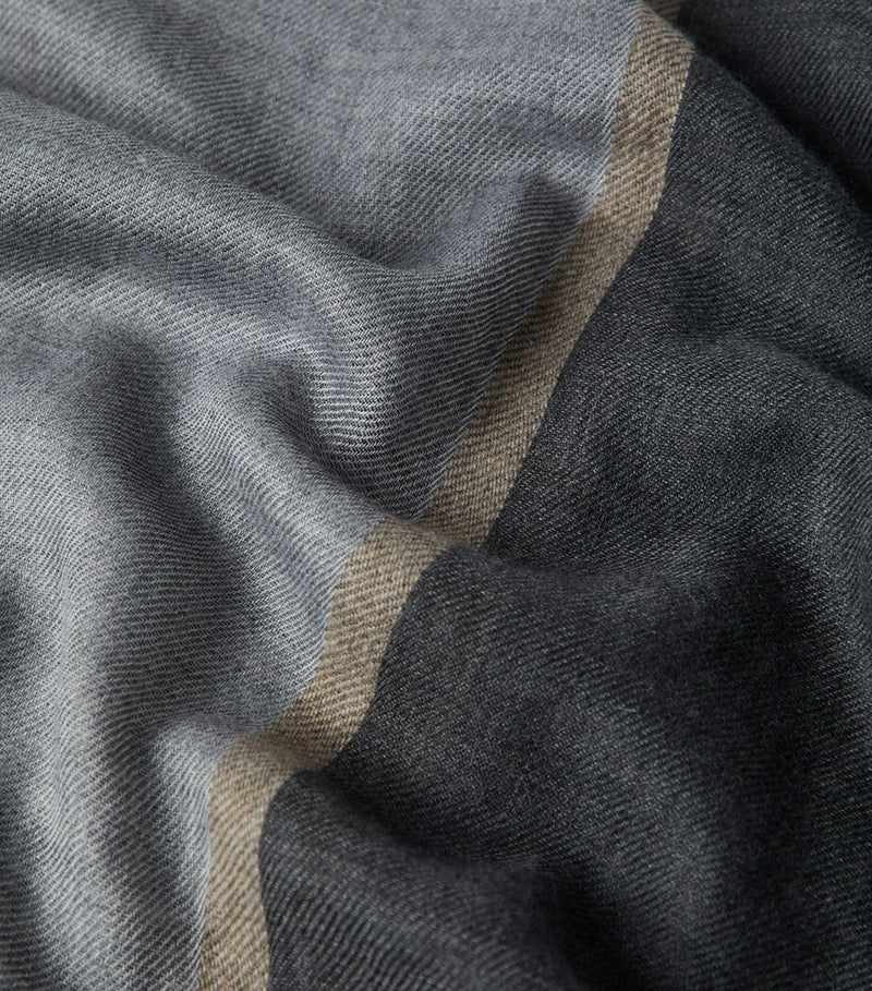 Brunello Cucinelli cashmere-silk colour-block scarf with fringe finish, 180cm x 75cm - British product