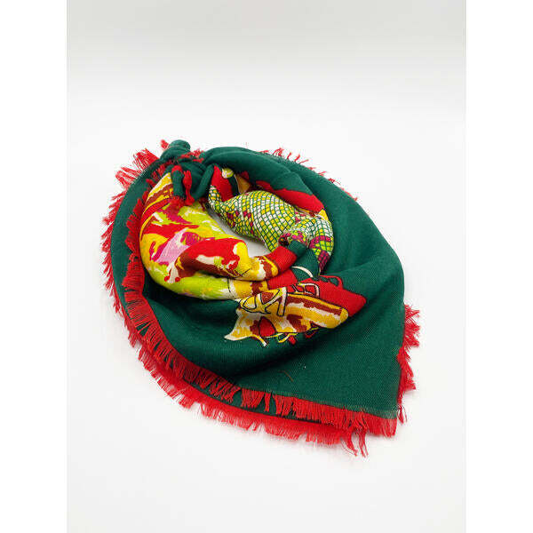 SVNX green multi print scarf one size, imported from the UK